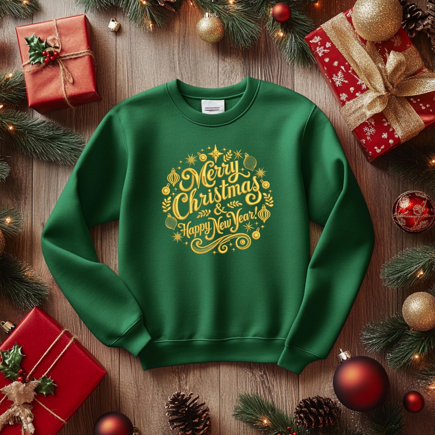 Christmas Embroidery Design, Merry Christmas Happy New Year Machine Embroidery Design, Holiday Embroidery Pattern PES, New Year's Embroidery