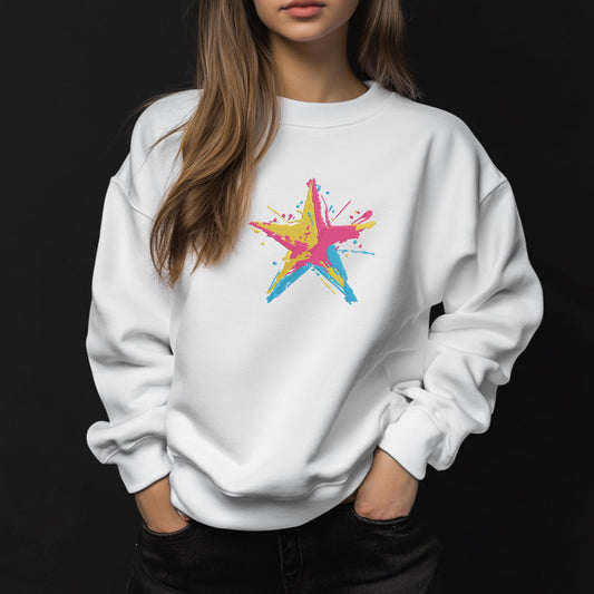 Star Machine Embroidery Design, Colorful Splash Star - Machine Embroidery Design, Colorful Abstract Star Embroidery Design PES, Modern Star