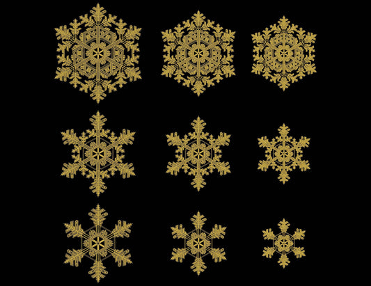 Christmas Snowflakes Embroidery, Golden Snowflake Embroidery Set, Snowflakes Machine Embroidery Designs PES, Holiday Embroidery Pattern DST