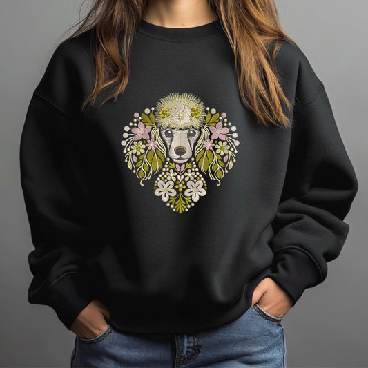 Poodle Embroidery Design, Floral Poodle Machiene Embroidery Design PES, Dog Pattern File, Pet Embroidery, Dog Lover Gift – Instant Download