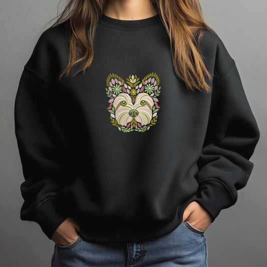 Yorkie Embroidery Design, Yorkie Pattern File PES, Yorkshire Terrier Floral Embroidery Design – Machine Embroidery Pattern, Instant Download