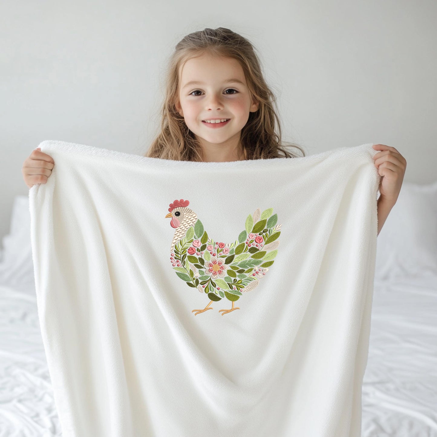 Floral Chicken Embroidery Design: Rustic Farmhouse Hen, Chiken Embroidery Pattern PES, Instant Download File For Embroidery Gifts