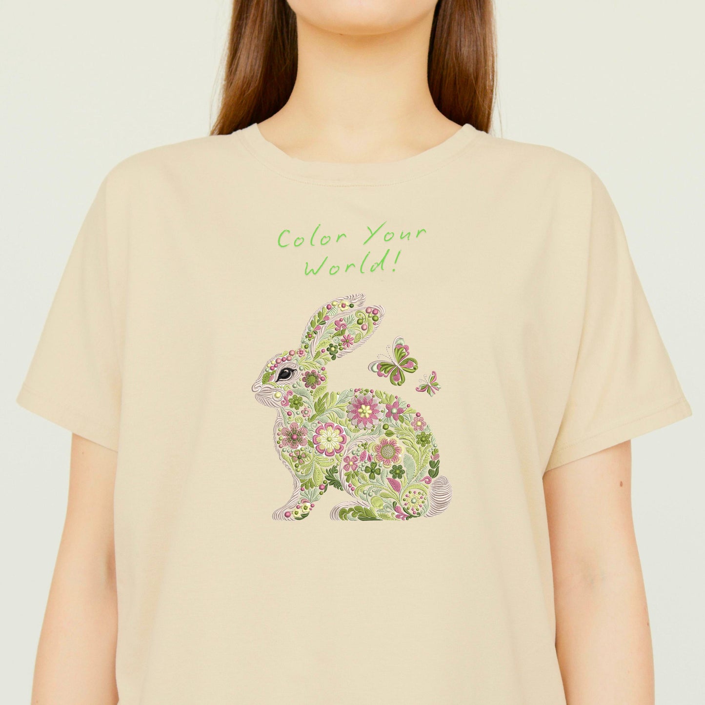 Floral Bunny Embroidery Design - Beautiful Spring Rabbit - Machine Embroidery Patterns - Embroidered Floral Bunny Art, Animal Embroidery PES