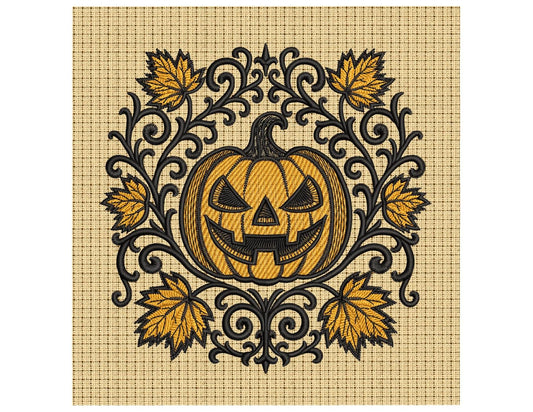 Spooky Jack-o'-Lantern Pumpkin Embroidery Design, Halloween Ghost Pumpkin, Perfect for Fall Projects, Pumpkin PES, Autumn Embroidery File