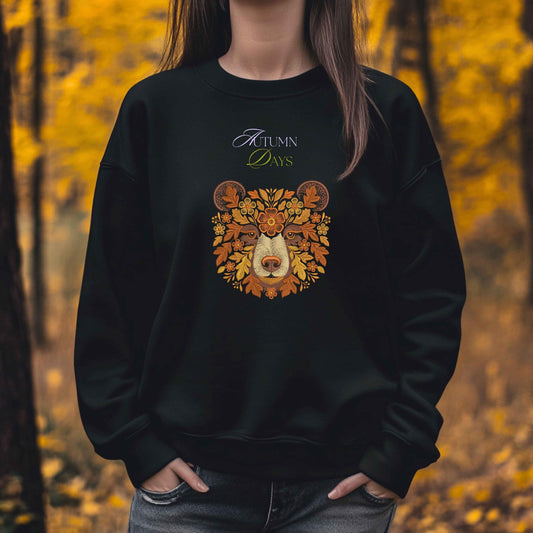 Autumn Bear Embroidery Design - Woodland Animal Face with Fall Leaves, Fall Bear Head Machine Embroidery Pattern PES, Animal Embroidery PES