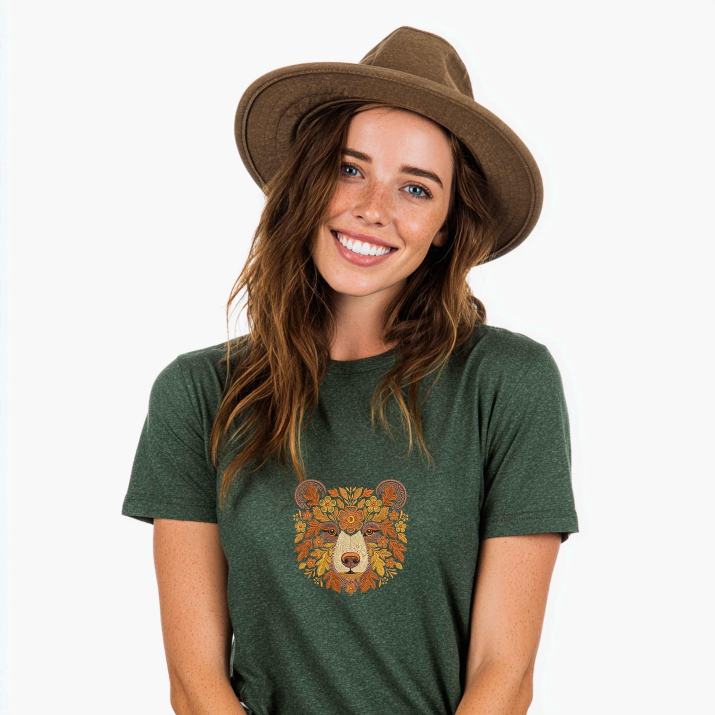 Autumn Bear Embroidery Design - Woodland Animal Face with Fall Leaves, Fall Bear Head Machine Embroidery Pattern PES, Animal Embroidery PES