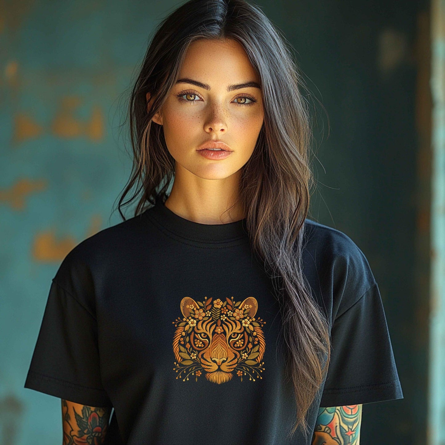 Autumn Tiger Embroidery, Elegant Floral Tiger Design, Fall Embroidery PES, Perfect for Fall Projects, Floral Tiger Pattern, Tiger PES File