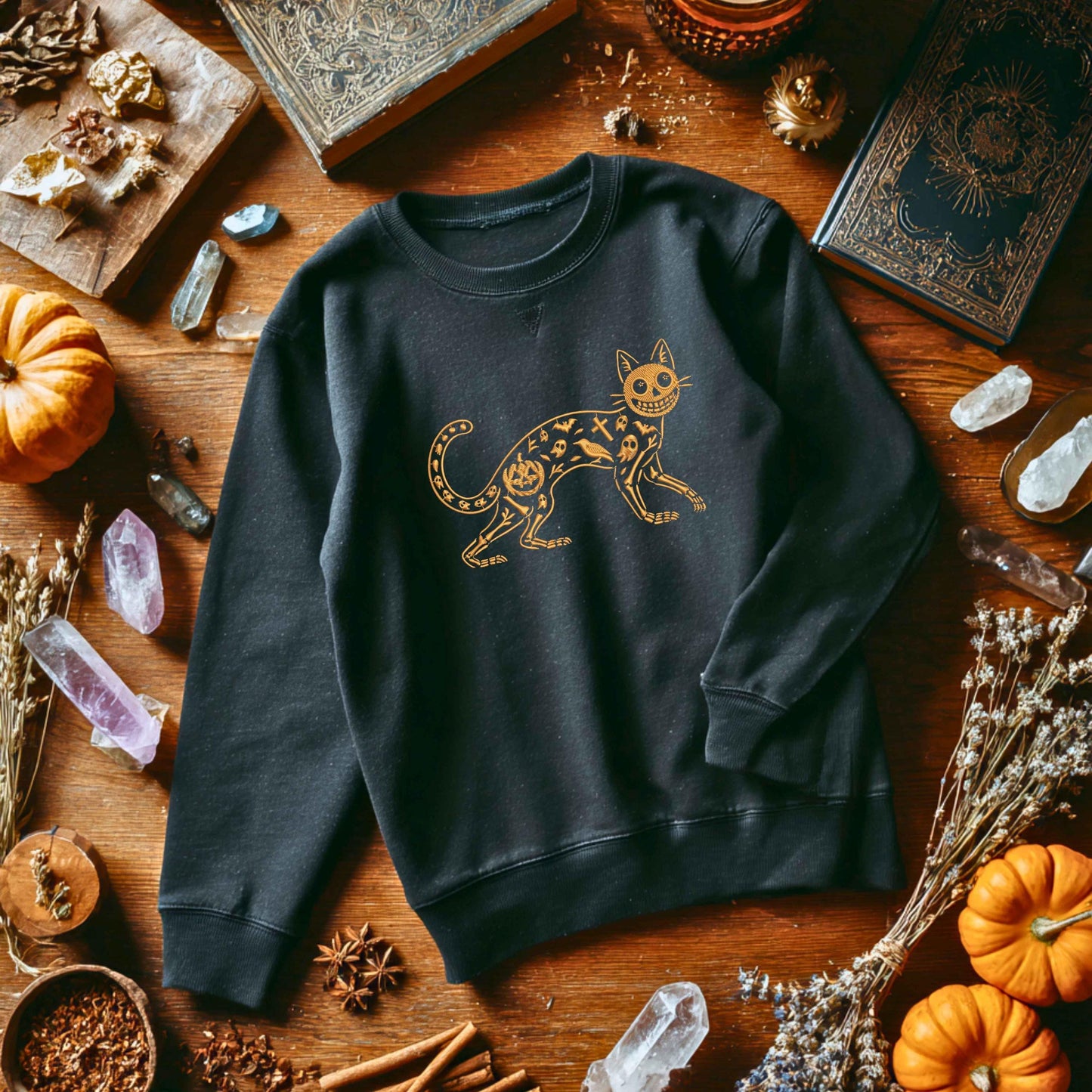 Halloween Skeleton Cat Embroidery Design, Spooky Jack-O'-Lantern Ghost Cat Pattern, Pumpkin Bat Design for Halloween Stitch Projects PES DST