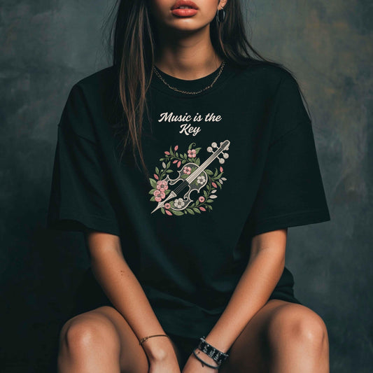 Floral Cello Embroidery Design In Baroque Style, For Music Lovers, Botanical Cello Pattern, Romantic Cello with Blossoms Embroidery PES