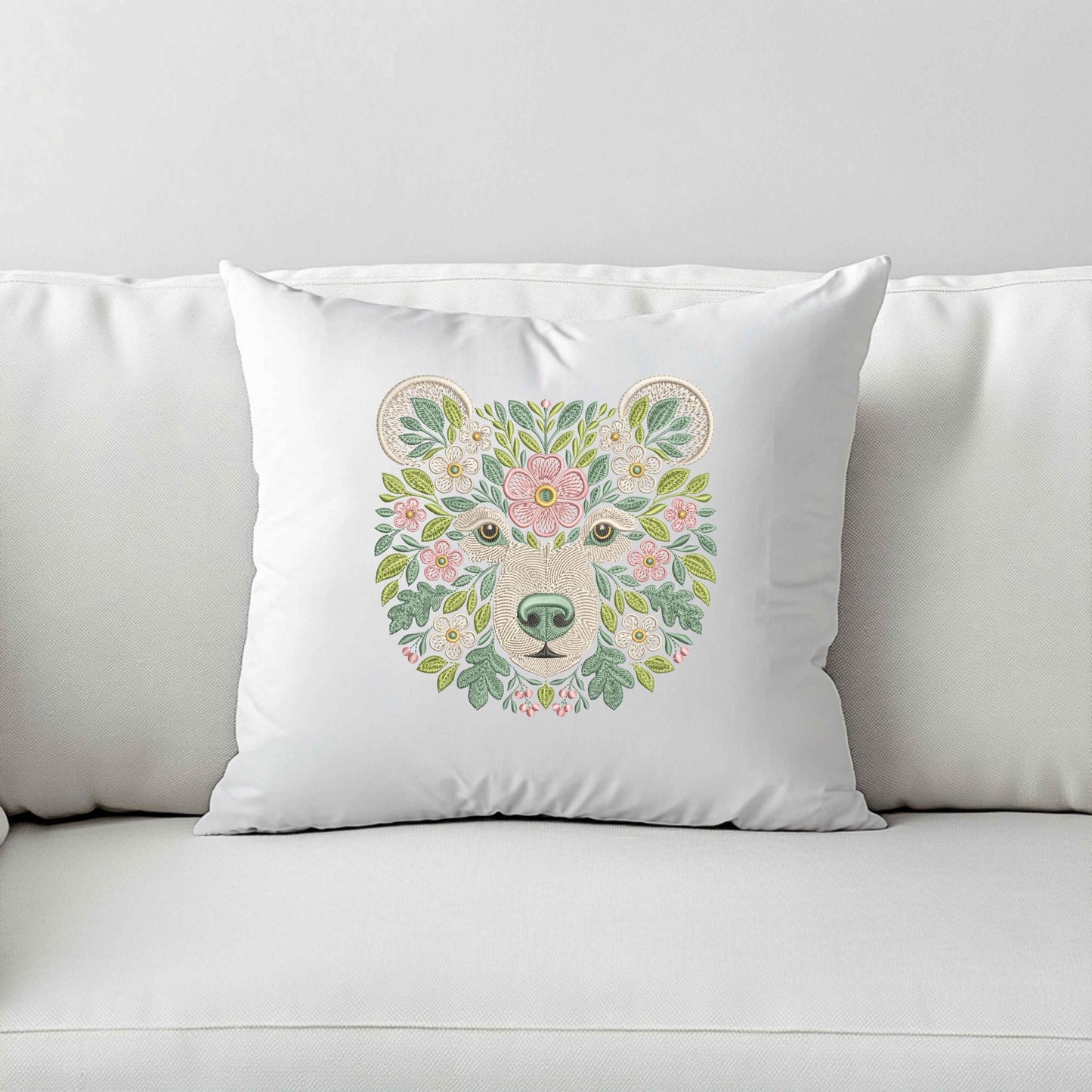 Flower Bear Embroidery Design, Intricate Animal Embroidery design - Unique Nature-Themed Machine Embroidery Pattern - Instant Download PES