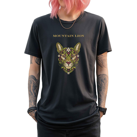 Floral Cougar Machine Embroidery Design, Mountain Lion Embroidery, Puma Wild Big Cat Embroidery, Wild Animal Embroidery, Cougar Pattern PES