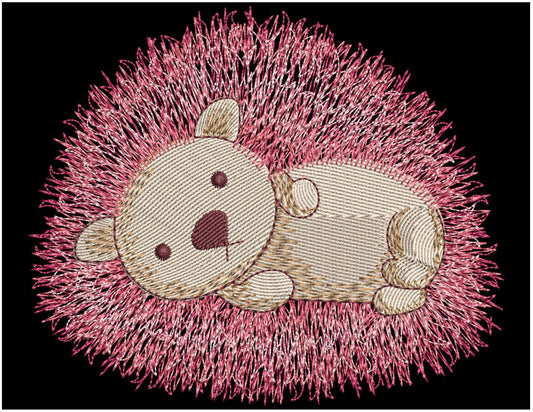 Sleppy Pink Hedgehog Machine Embroidery Design PES, Cute Baby Hedgehog Pattern, Embroidery Pattern for Kids Clothes, Nursery Decor, Quilt