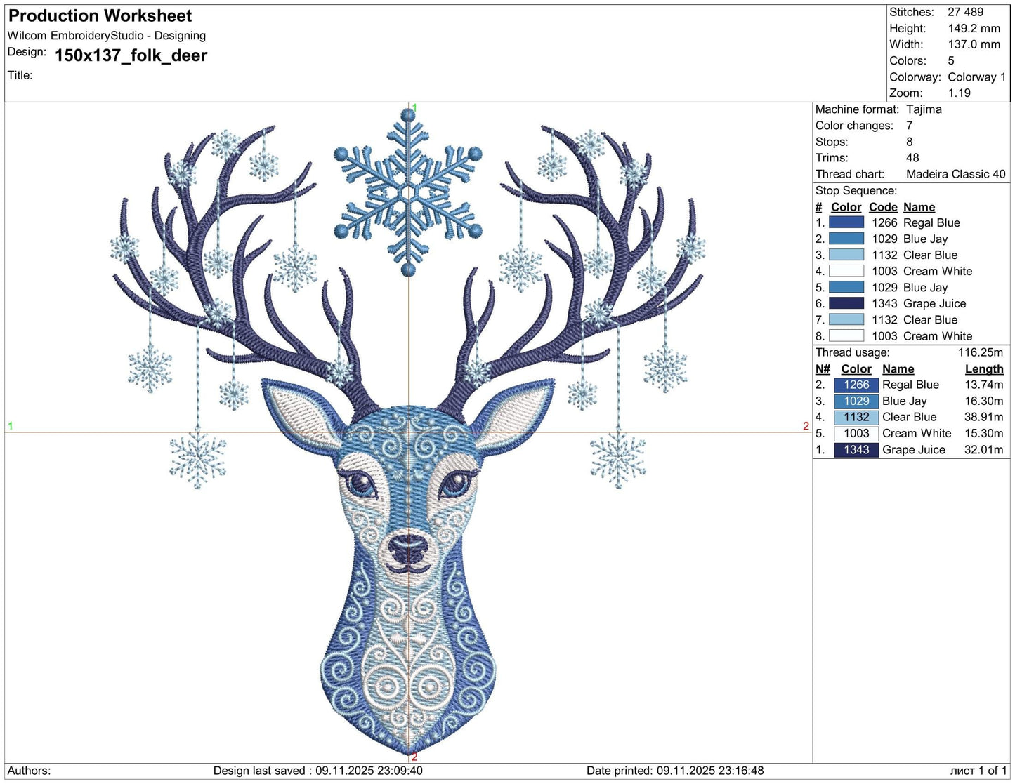 Folk Deer Christmas Machine Embroidery Design PES, Winter Reindeer with Snowflakes, Scandinavian Winter Xmas, Deer Pattern PES, Nordic Deer
