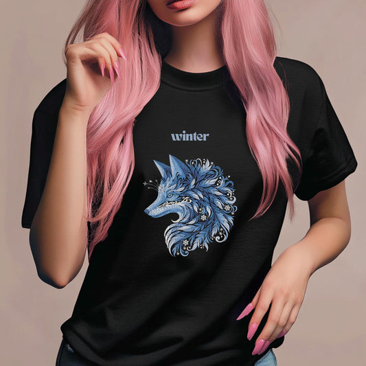 WINTER FOX — Machine Embroidery Design PES, Blue Winter Fox Embroidery Design, Ornamental Frost Fox Pattern, Winter Animal Embroidery File