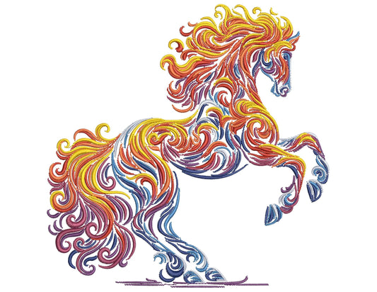 Fire Horse Embroidery Design 2026, Chinese Zodiac Horse Machine Embroidery PES, New Year Symbol Embroidery, Animal Embroidery, Horse Pattern