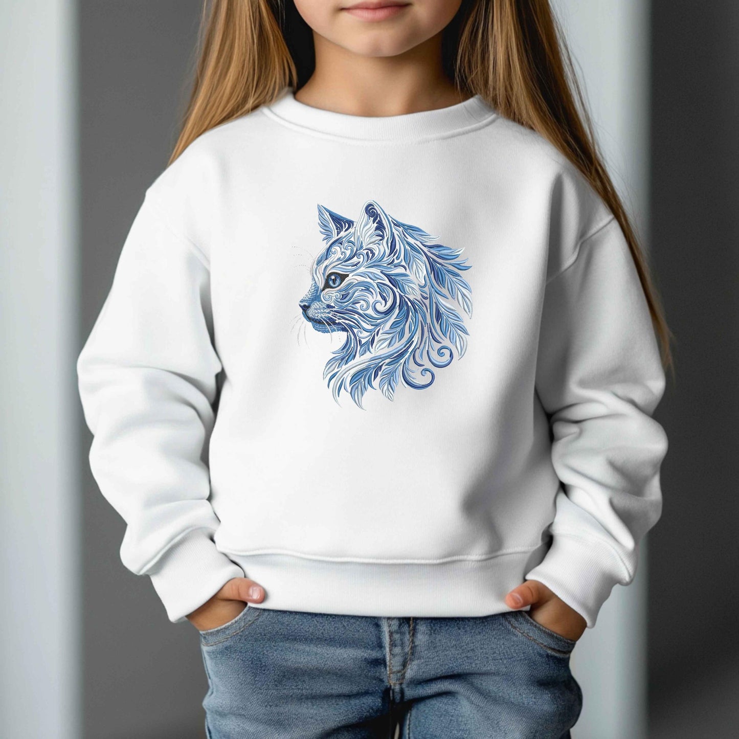 Winter Cat Embroidery Design, Blue Cat Machine Embroidery, Snow Cat Pattern, Animal Embroidery File, Winter Animal Design, Cat PES, DST, JEF