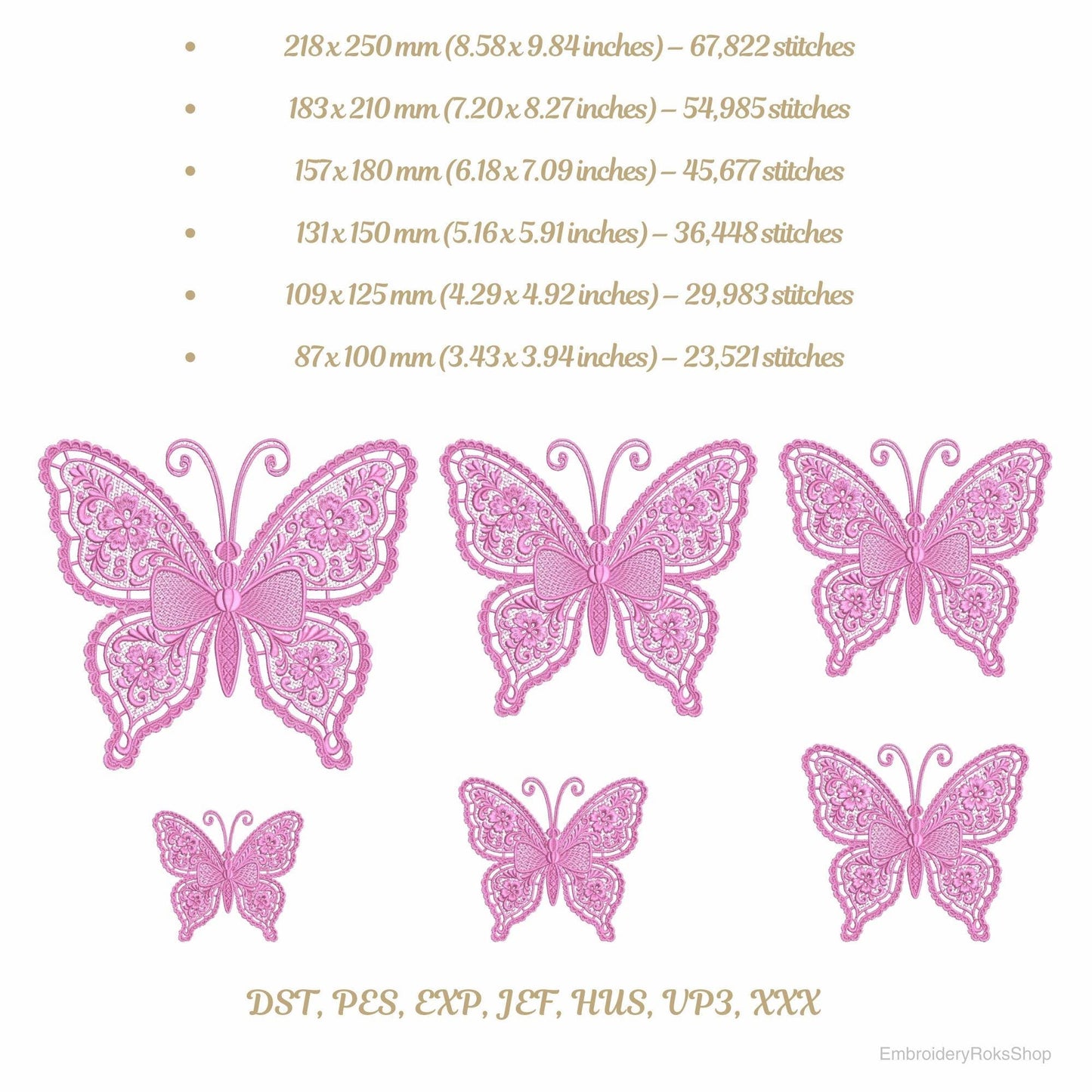 FSL Lace Butterfly Machine Embroidery Design PES, Vintage Lace Butterfly Pattern for Machine Embroidery, Butterfly Art for Home and Crafting