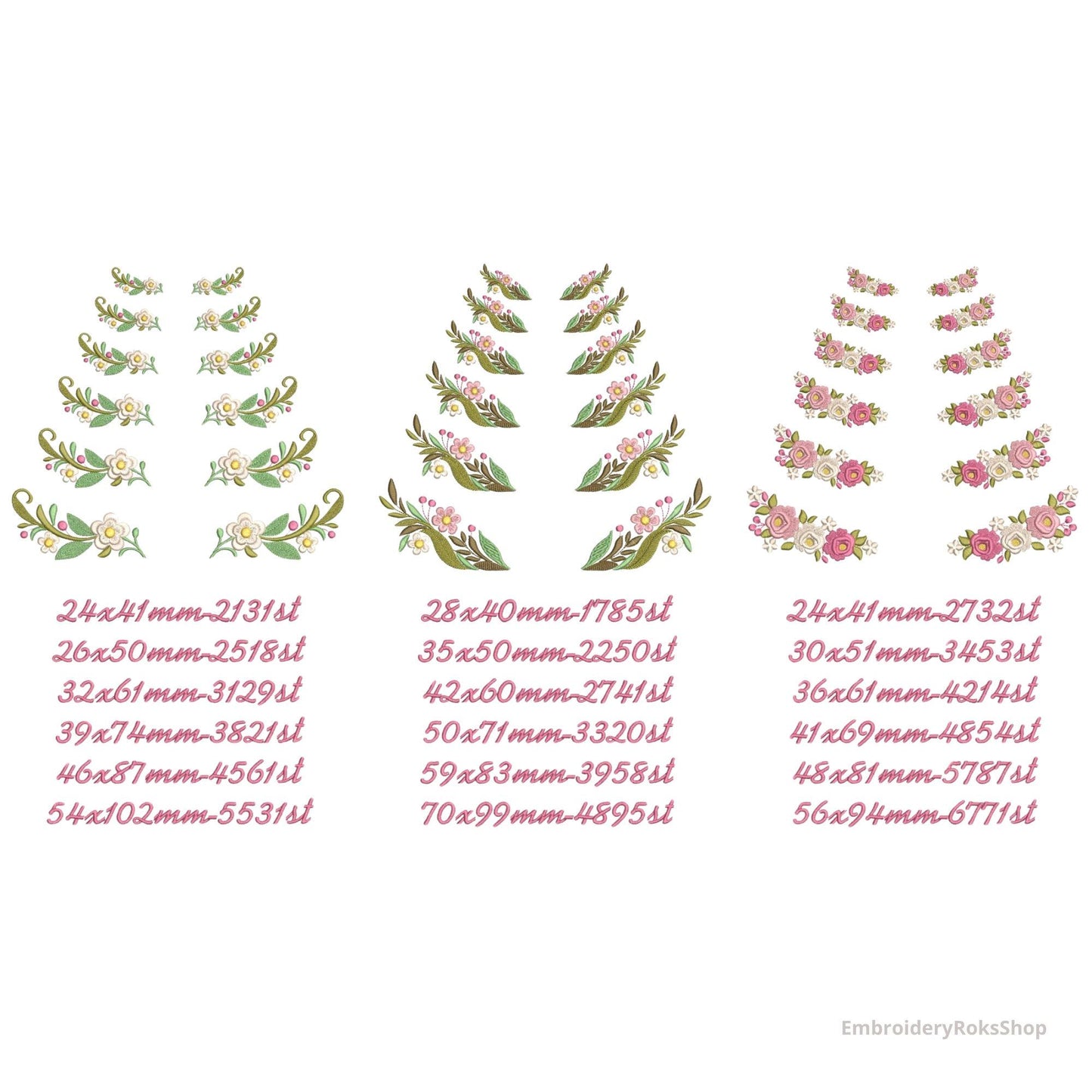 Floral Monogram Corner Embroidery Designs β Elegant Botanical Frame Set, Machine Embroidery File, Wedding Initial Decor PES DST JEF Download