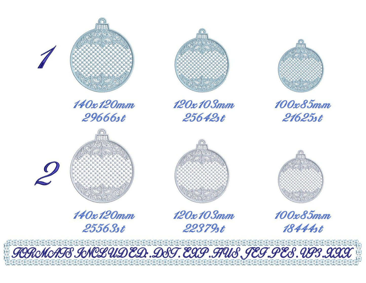 FSL Christmas Ornament Embroidery Design, Lace Bauble Machine Pattern (Digital Download)