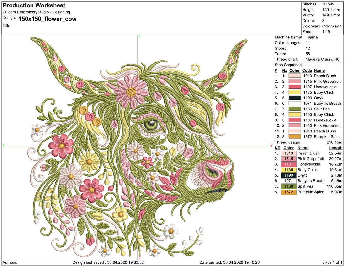 Floral Highland Cow Embroidery Design - Unique Highland Cow Machine Embroidery for Creative Projects, Instant Download PES DST 4x4 Hoop
