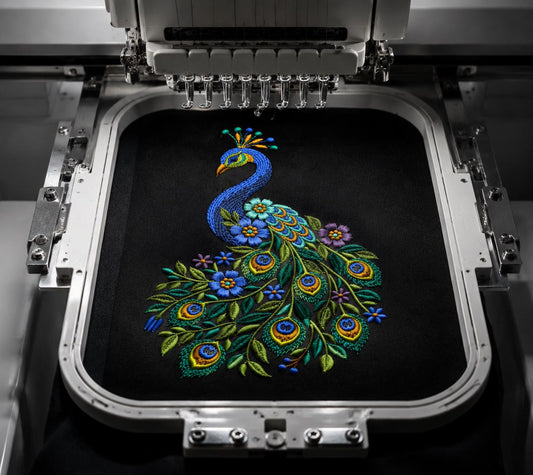 Botanical Peacock Machine Embroidery Design, Floral Art, Instant Download (PES, DST, JEF)