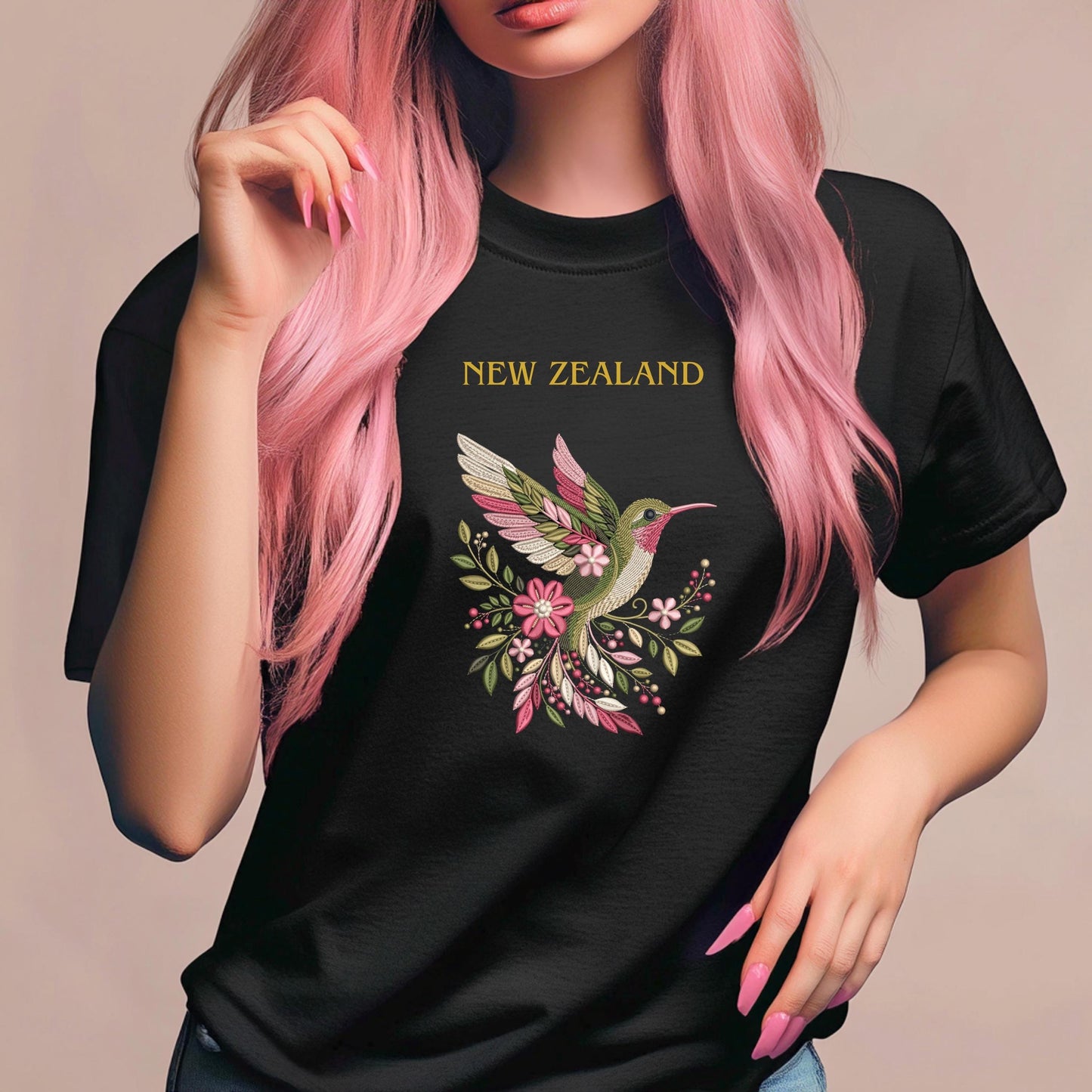 Floral Hummingbird Machine Embroidery Design, Bird PES DST EXP jef File