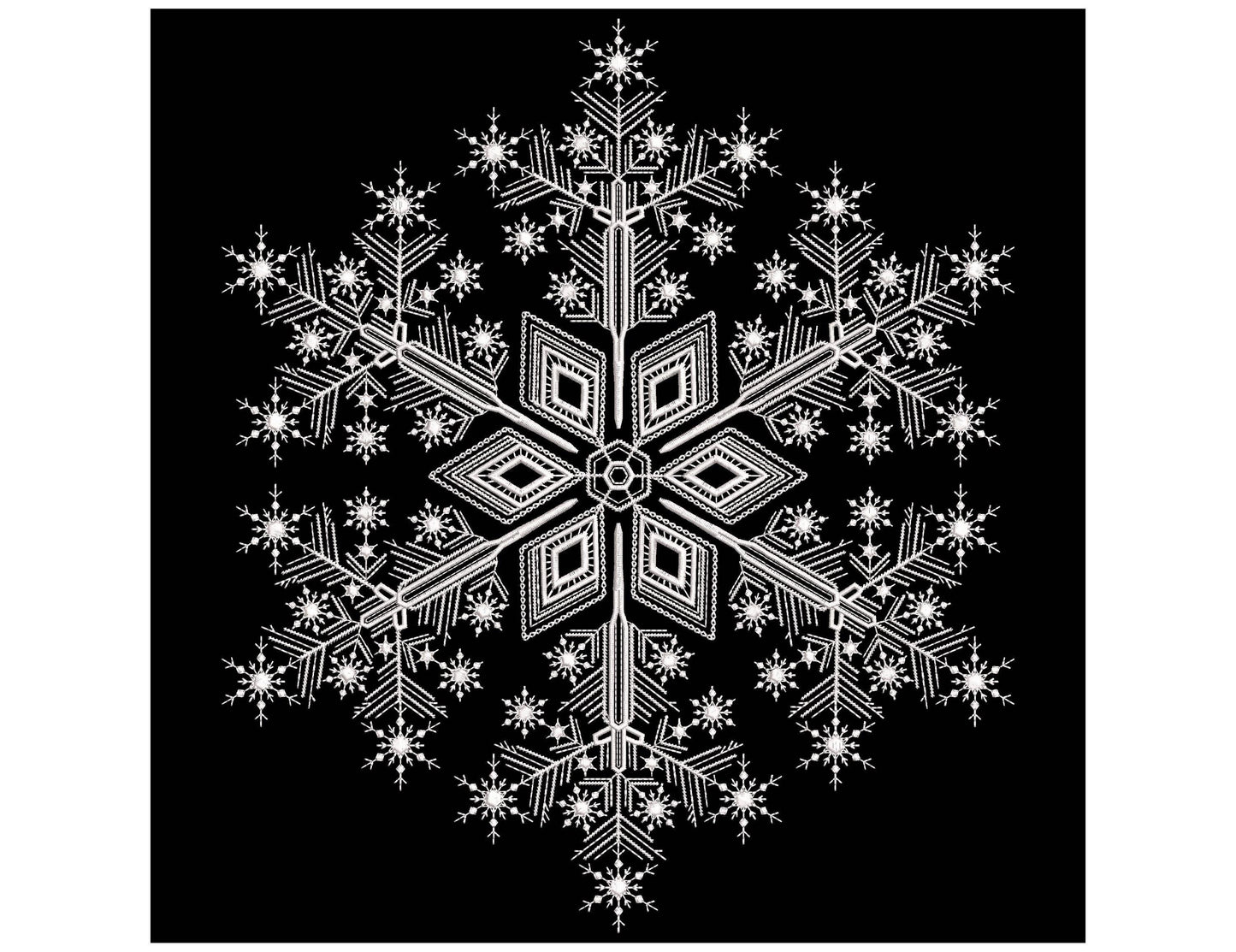 Snowflakes Machine Embroidery Design, Christmas Snowflakes Set in 4 sizes, Christmas Embroidery Design, Instant Download PES DST JEF File
