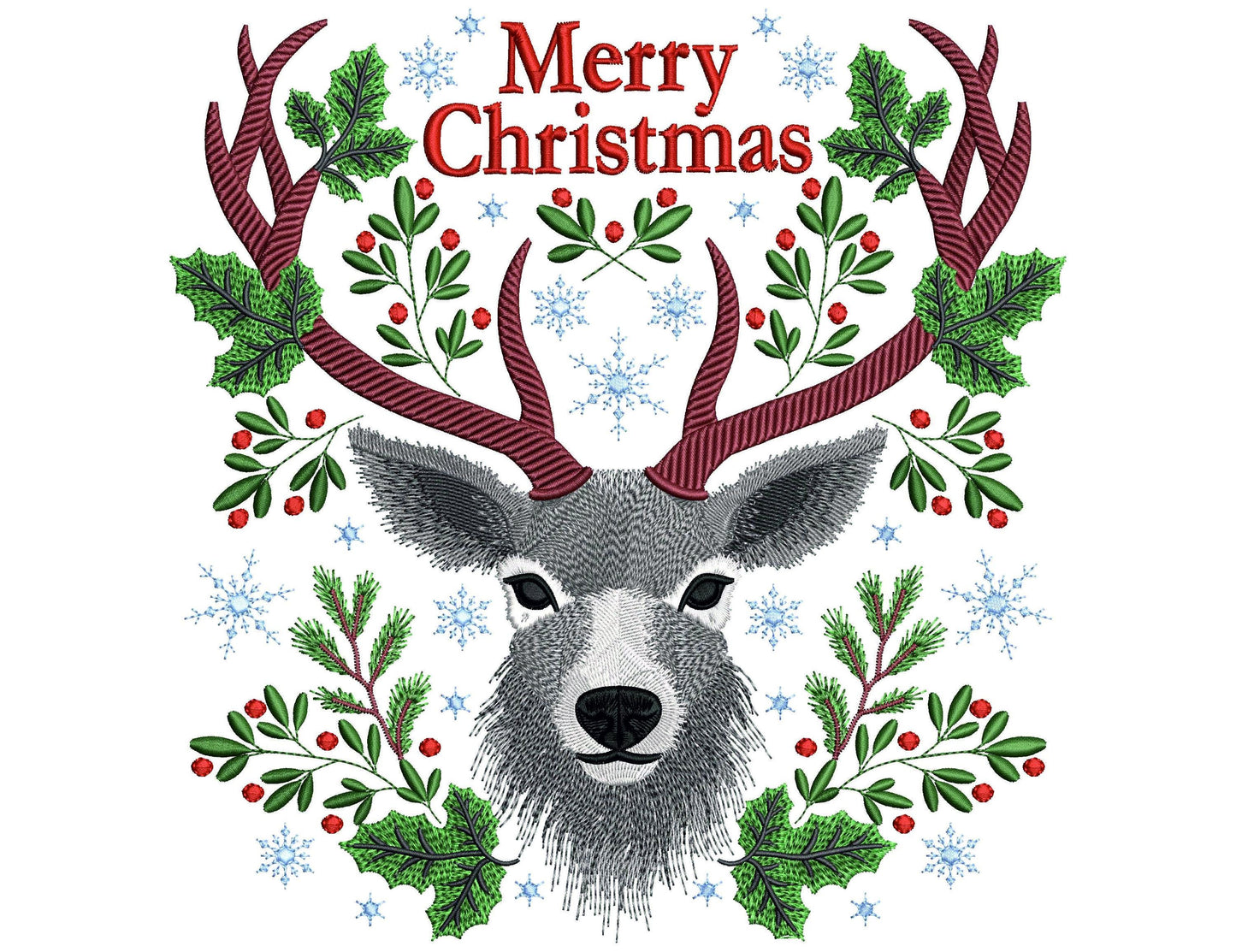 Christmas Deer Embroidery Design 4 Sizes, Christmas Embroidery Design, Animal Embroidery Design, Christmas Embroidery Gift, Instant Download