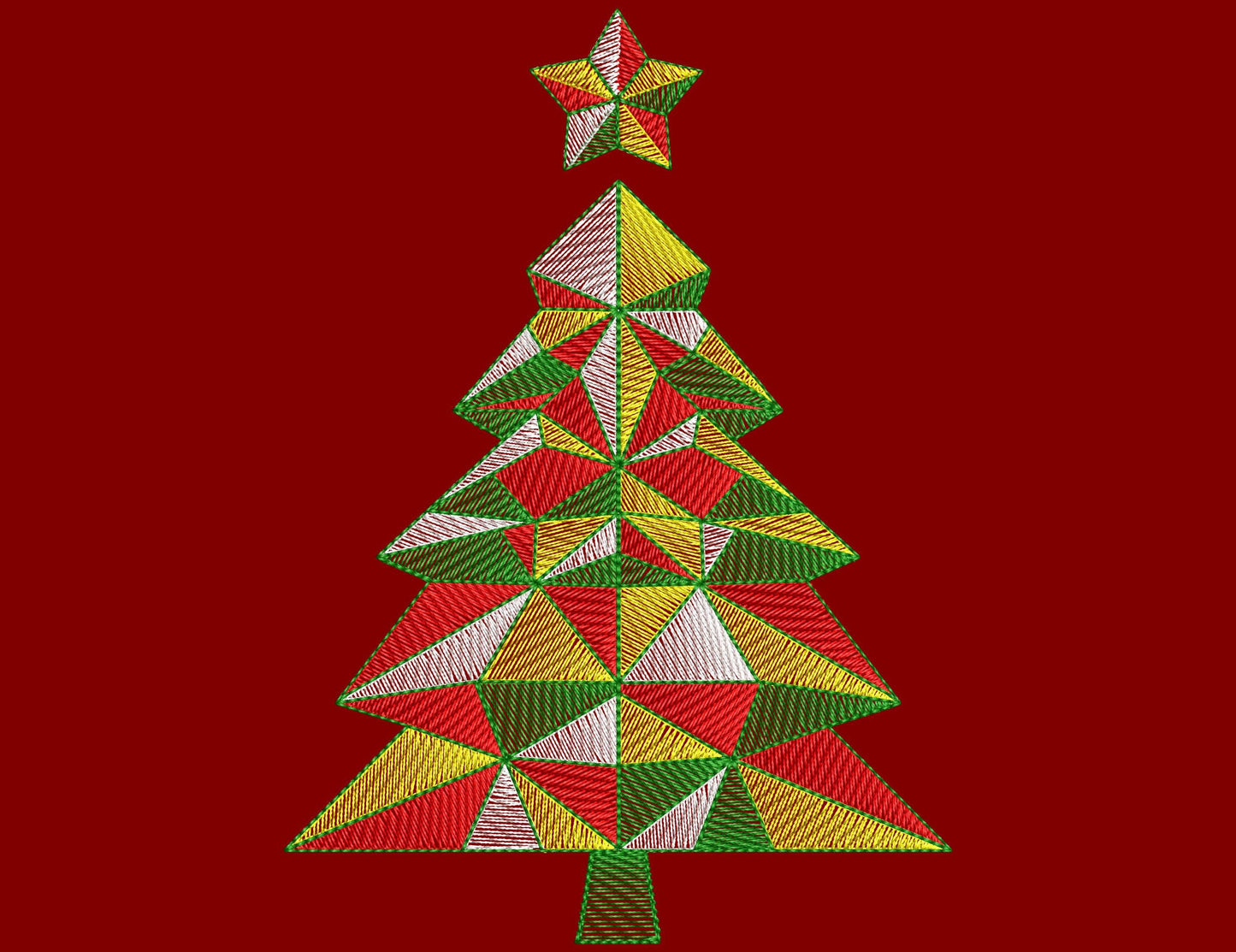 Geometric Christmas Tree Embroidery Design, Christmas Tree Machine Embroidery Design in 8 sizes, Christmas Tree Pattern For Sweatshirt, Gifs