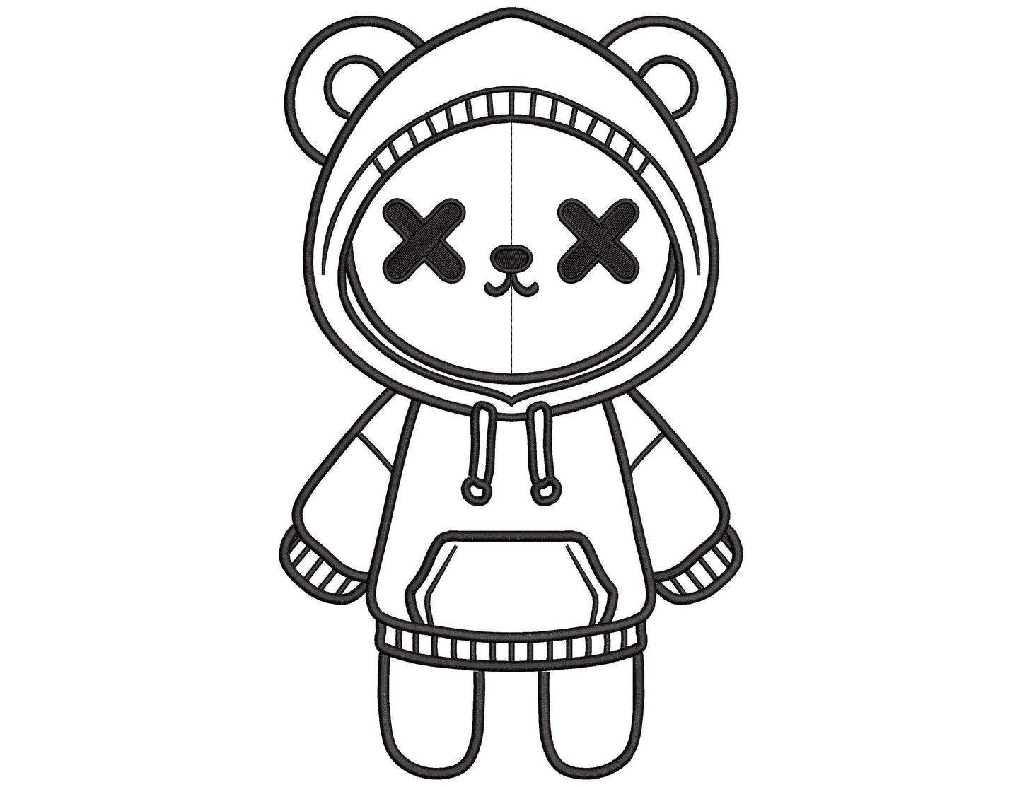 Bear Machine Embroidery Design - Simple Stitch Embroidery Files - 6 Sizes, Hoodie Bear Embroidery Design, Modern Line Art - Instant Download