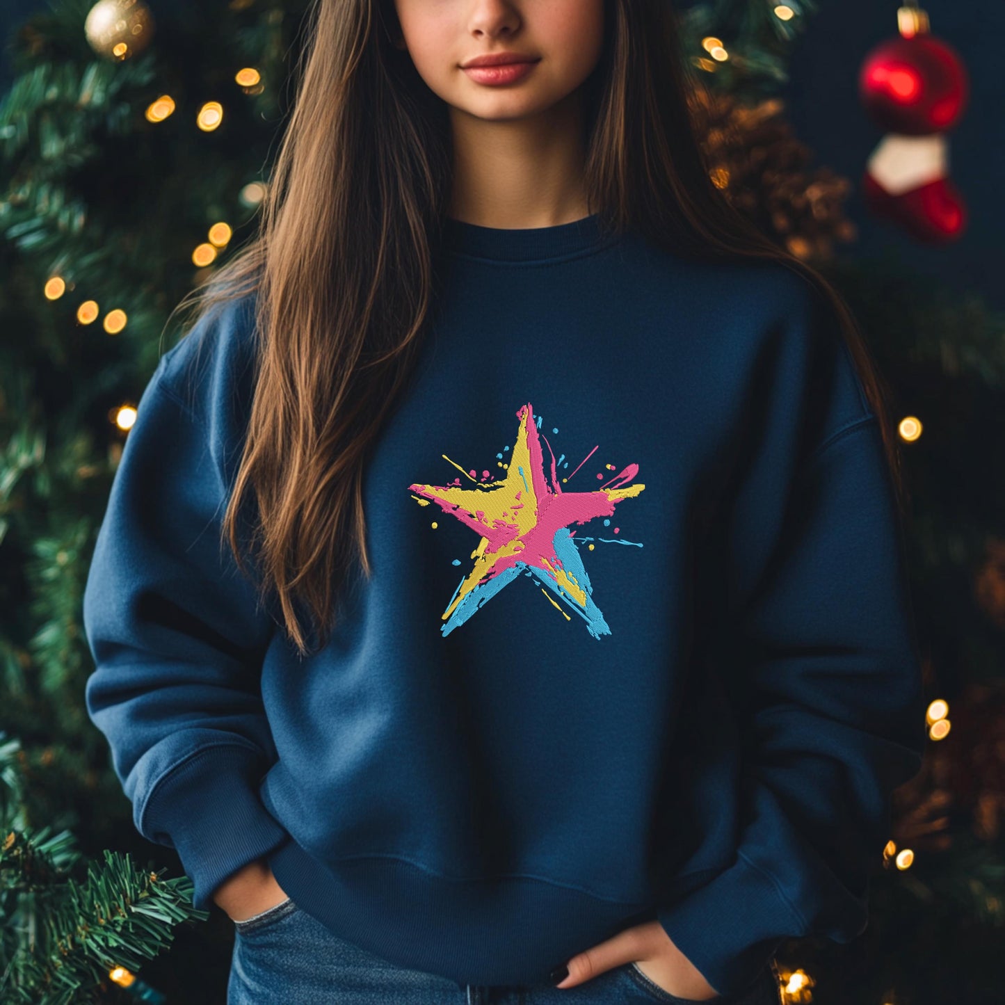 Star Machine Embroidery Design, Colorful Splash Star - Machine Embroidery Design, Colorful Abstract Star Embroidery Design PES, Modern Star