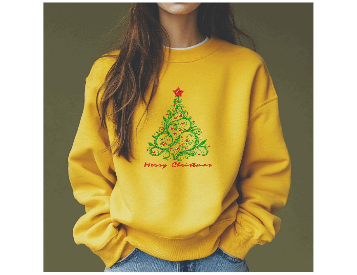 Christmas Tree Embroidery Design,  Festive Christmas Tree Embroidery Pattern, Merry Christmas Tree Machine Embroidery File, Digital Download