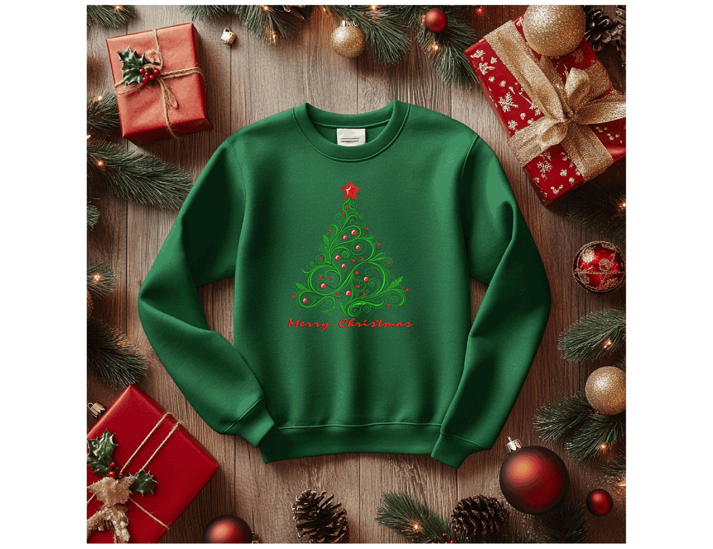 Christmas Tree Embroidery Design,  Festive Christmas Tree Embroidery Pattern, Merry Christmas Tree Machine Embroidery File, Digital Download