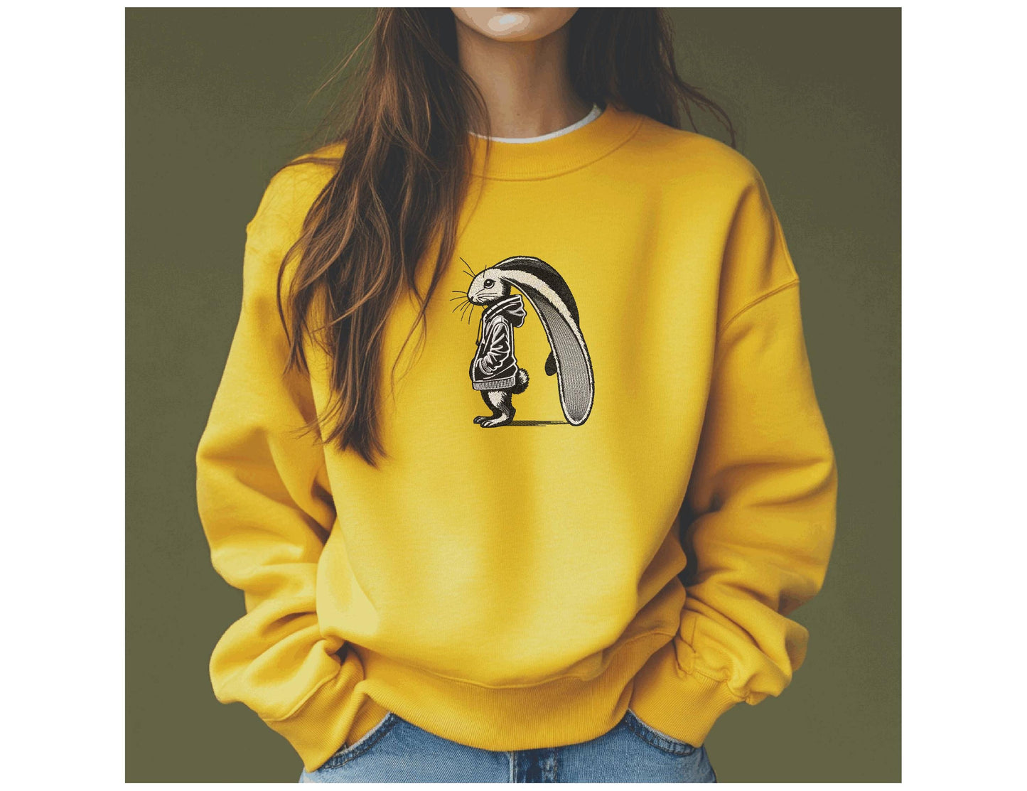 Rabbit Embroidery Design, Trendy Rabbit in Hoodie Embroidery Design, Bunny in Hoodie Machine Embroidery Design PES, Embroidery for a Hoodie