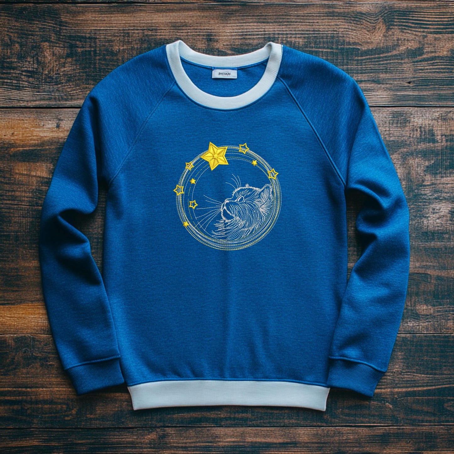 Cat Embroidery Design, Cat Machine Embroidery Design, Cute Cat Face Sweatshirt Tshirt, Cat With Stars Embroidery Design, Download In 6 Sizes