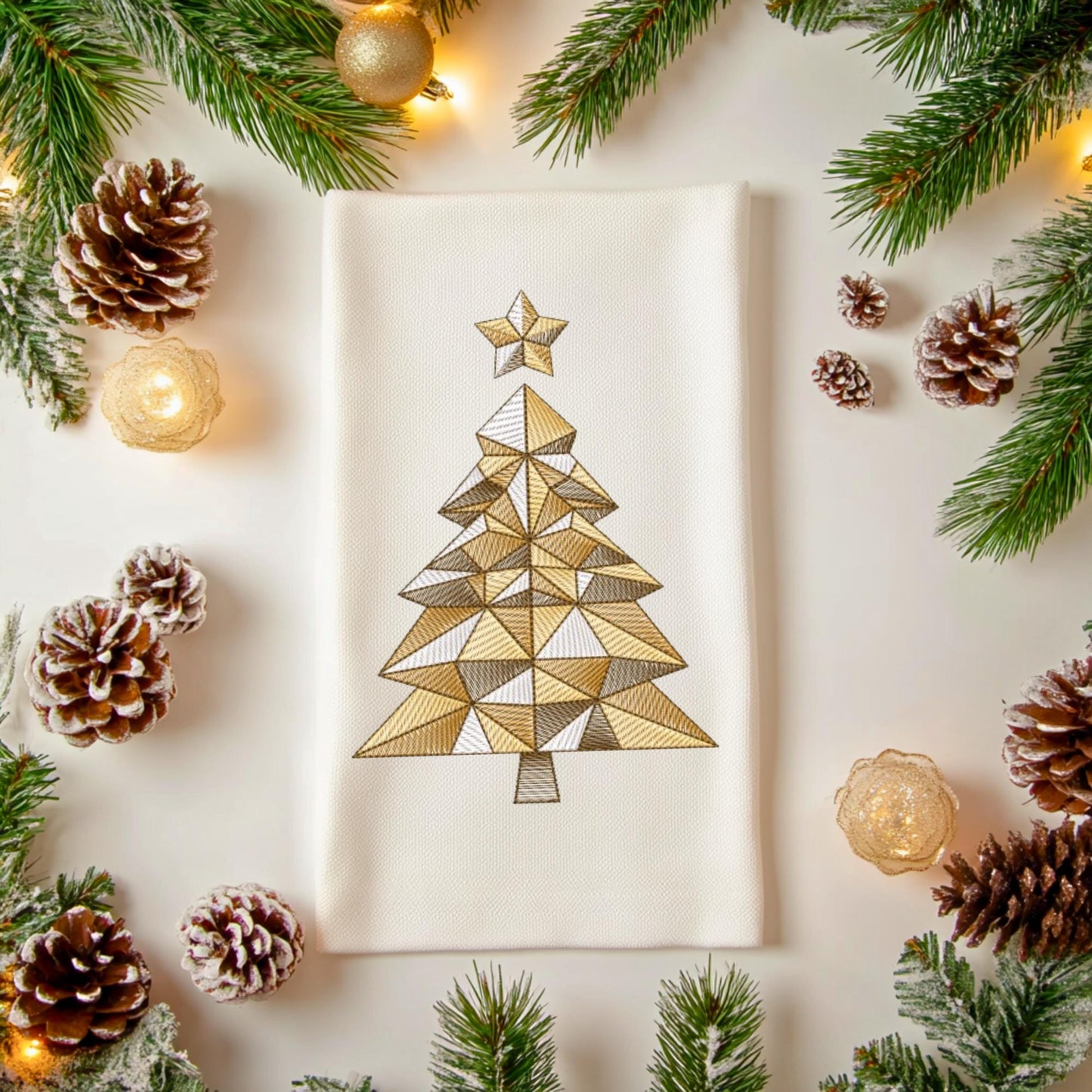 Geometric Christmas Tree Embroidery Design, Christmas Tree Machine Embroidery Design in 8 sizes PES, Christmas Tree Pattern For Sweatshirt