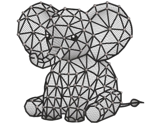Geometric Elephant Machine Embroidery Design PES DST (Digital Download)