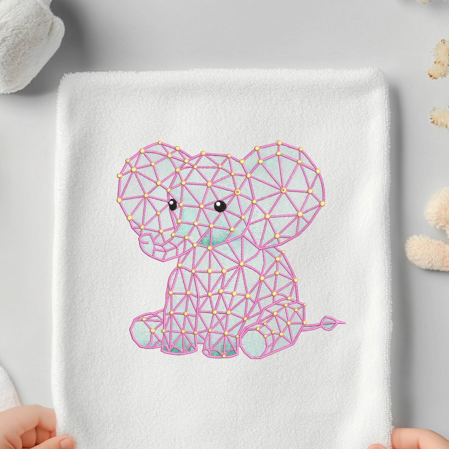 Geometric Elephant Machine Embroidery Design PES DST (Digital Download)