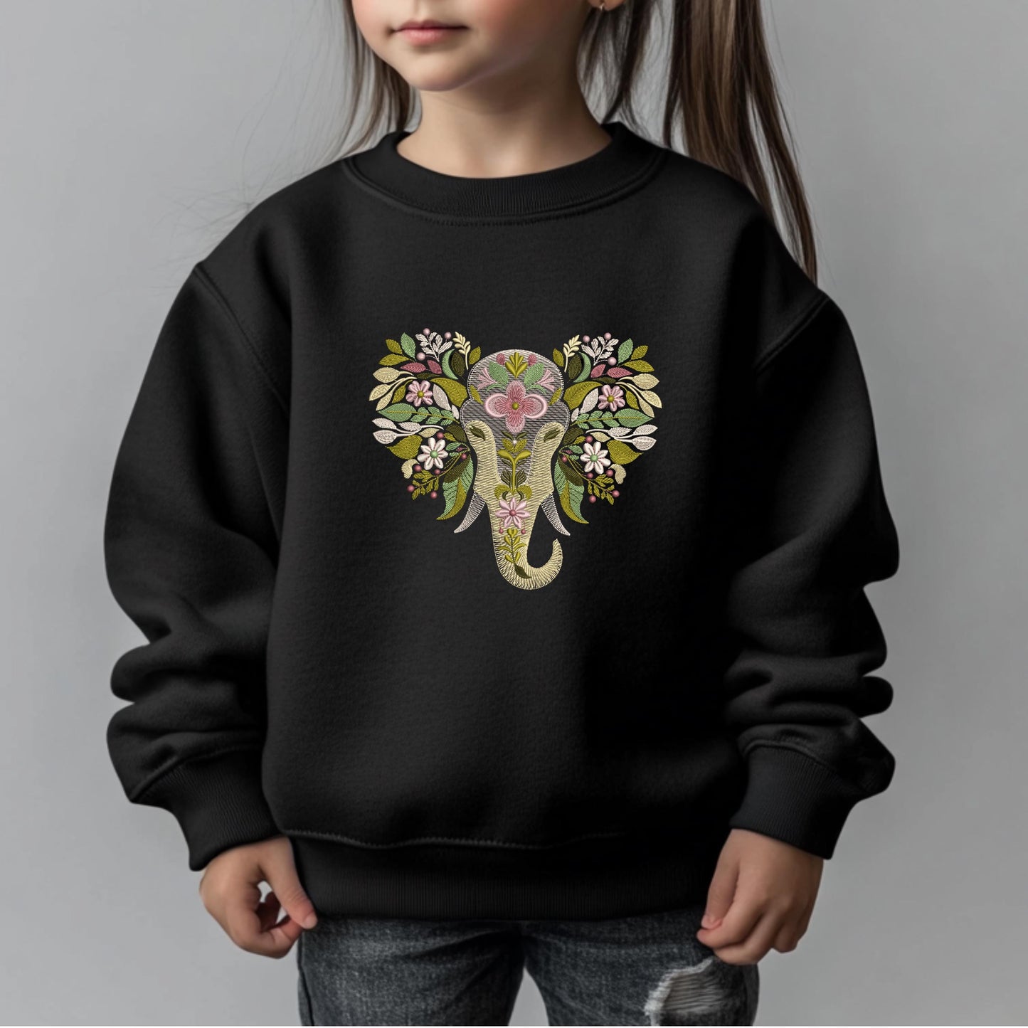 Floral Elephant Embroidery Design: Machine Embroidery Pattern, Animal Embroidery File, Wildlife Embroidery, Instant Download PES DST