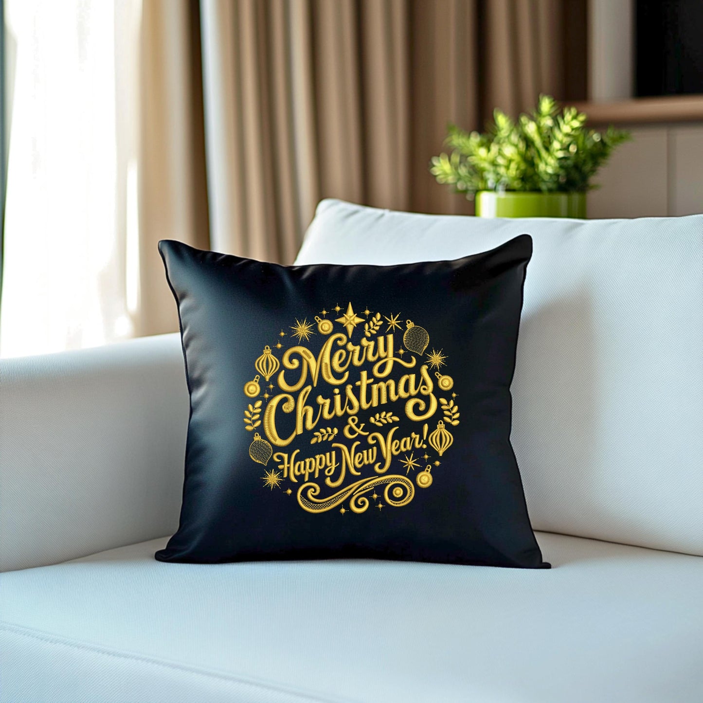 Christmas Embroidery Design, Merry Christmas Happy New Year Machine Embroidery Design, Holiday Embroidery Pattern PES, New Year's Embroidery