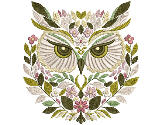 Floral Owl Embroidery Design: Machine Embroidery, Bohemian Decor, Bird Embroidery Pattern PES DST, Instant Download, Embroidery Gifts