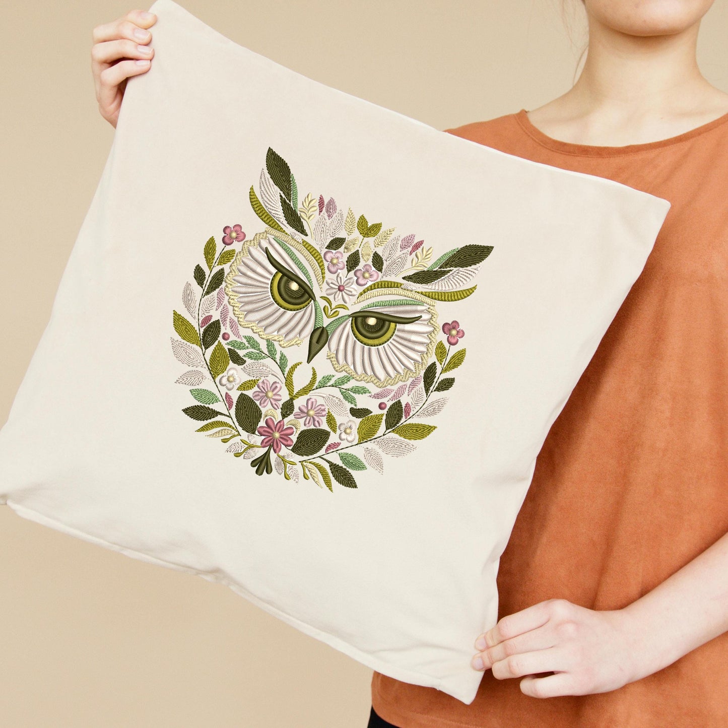 Floral Owl Embroidery Design: Machine Embroidery, Bohemian Decor, Bird Embroidery Pattern PES DST, Instant Download, Embroidery Gifts