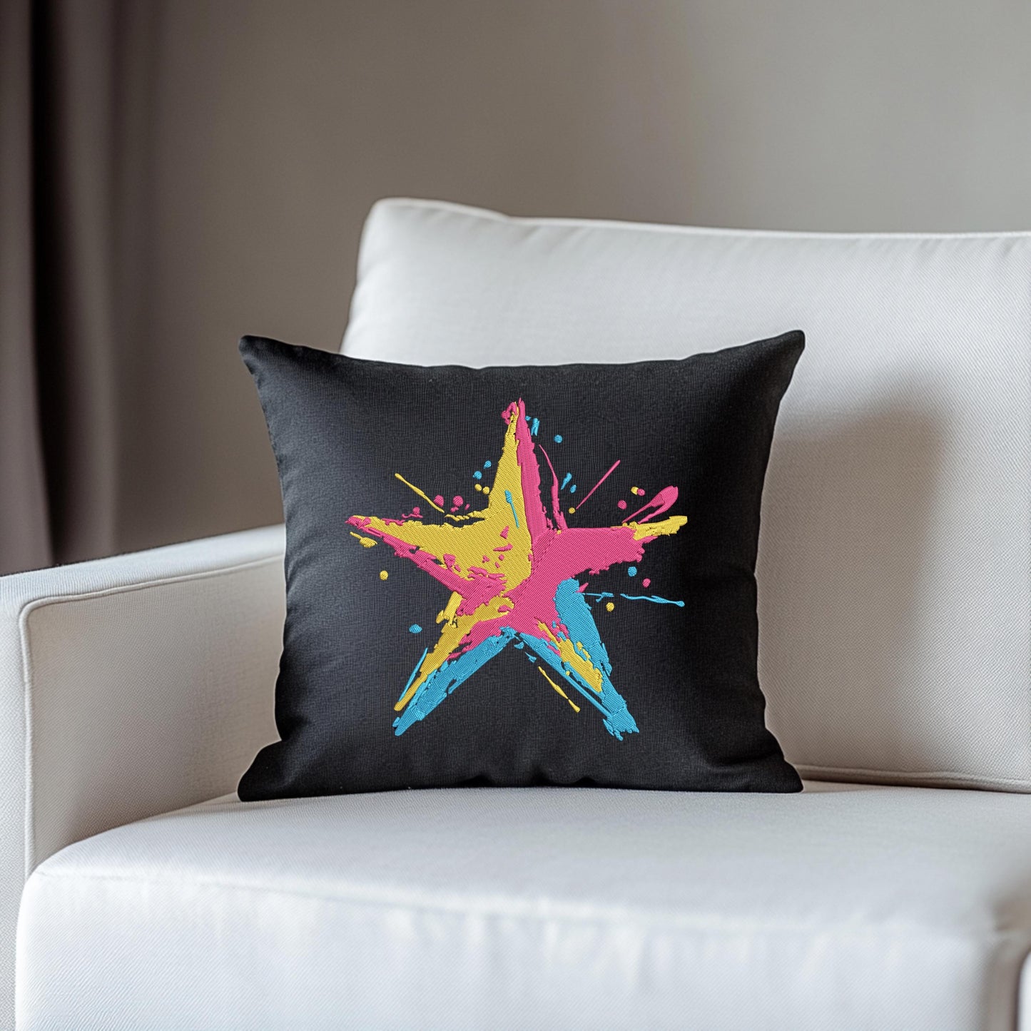 Star Machine Embroidery Design, Colorful Splash Star - Machine Embroidery Design, Colorful Abstract Star Embroidery Design PES, Modern Star