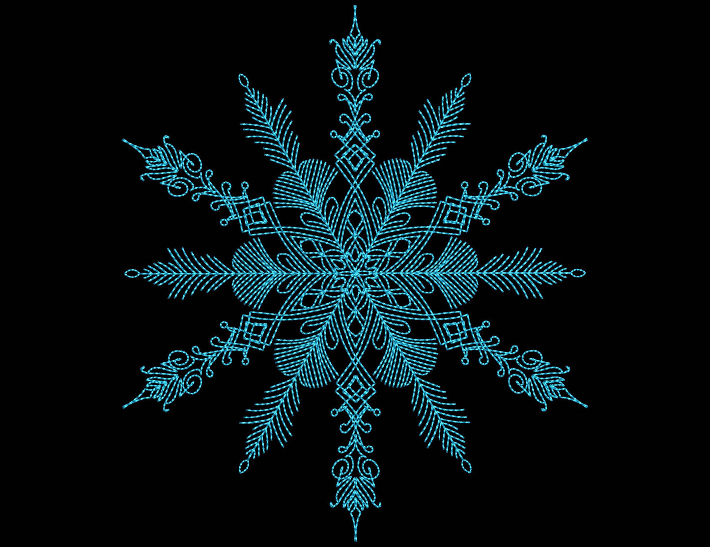 Snowflake Embroidery Design Bundle – 3 Sizes (L, M, S), Chrsitmas Embroidery Design PES, Snowflake Pattern, Holiday Machine Embroidery File