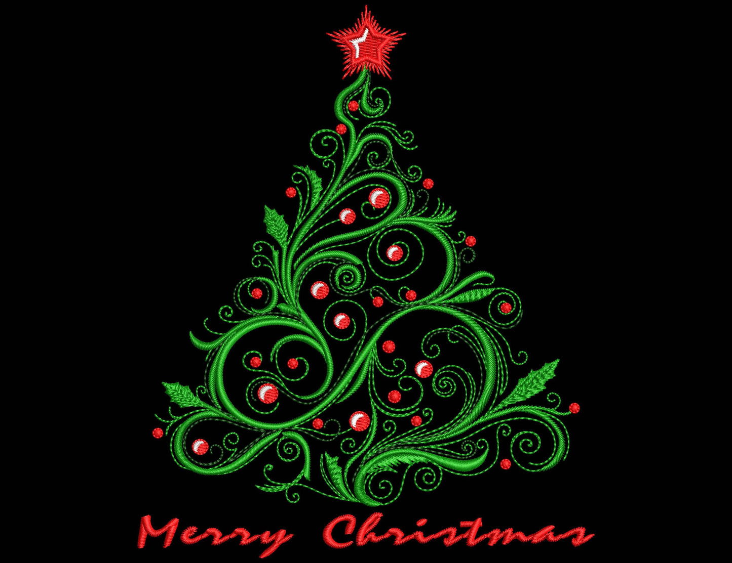 Christmas Tree Embroidery Design,  Festive Christmas Tree Embroidery Pattern, Merry Christmas Tree Machine Embroidery File, Digital Download