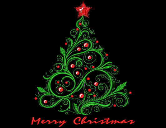 Christmas Tree Embroidery Design, Festive Christmas Tree Embroidery Pattern, Merry Christmas Tree Machine Embroidery PES, Instant Download