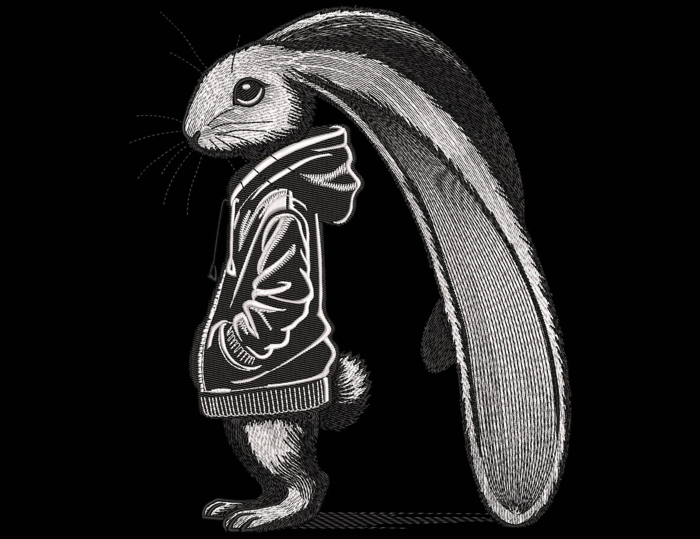 Rabbit Embroidery Design, Trendy Rabbit in Hoodie Embroidery Design, Bunny in Hoodie Machine Embroidery Design PES, Embroidery for a Hoodie