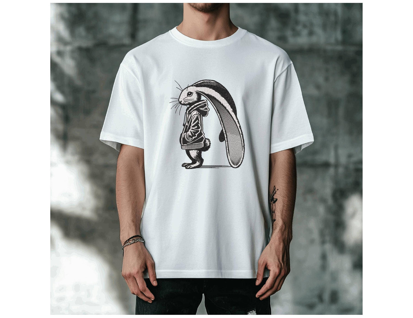 Rabbit Embroidery Design, Trendy Rabbit in Hoodie Embroidery Design, Bunny in Hoodie Machine Embroidery Design PES, Embroidery for a Hoodie