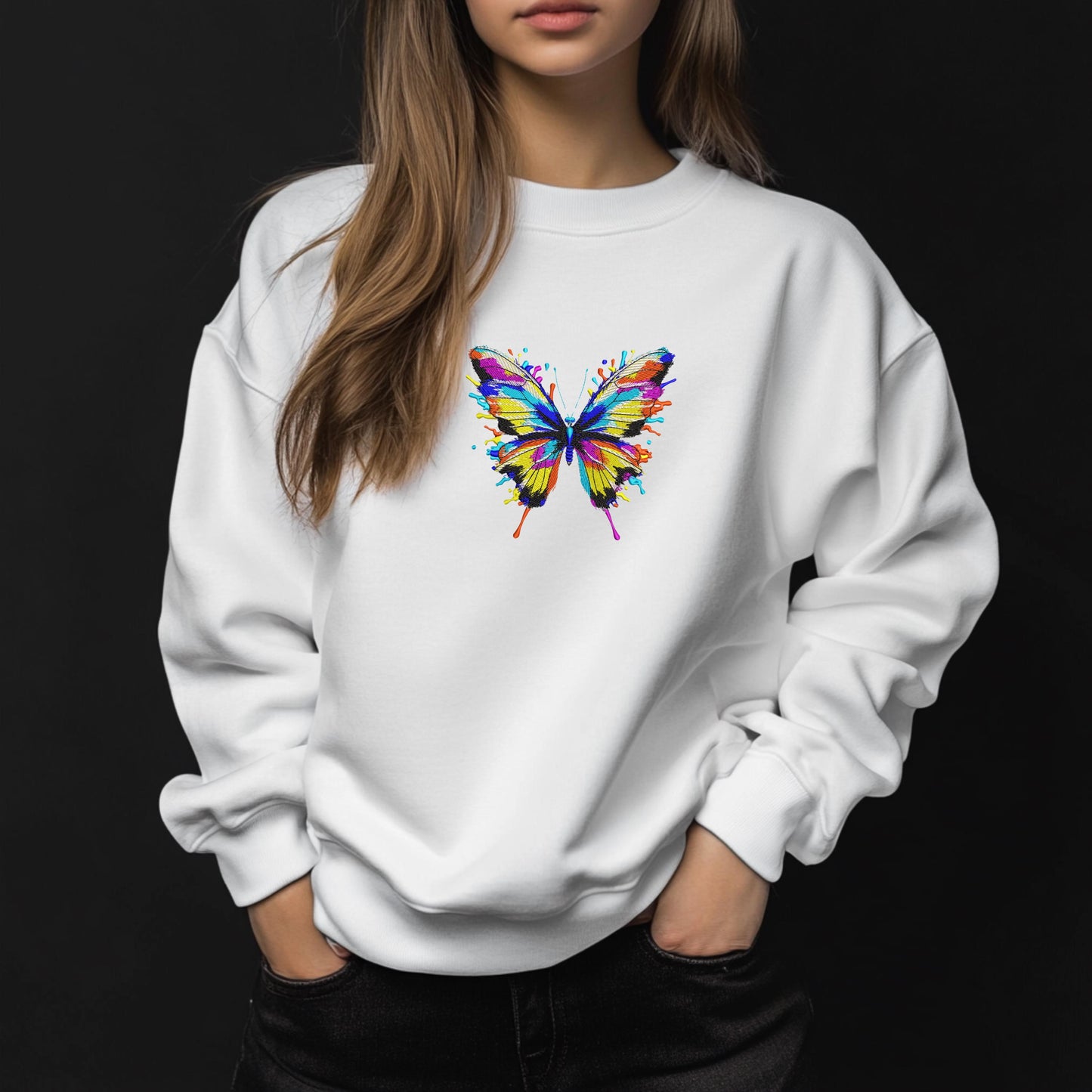 Butterfly Machine Embroidery Design, Colorful Splash Butterfly Embroidery Design, Butterfly Pattern PES, Instand Download 6 sizes