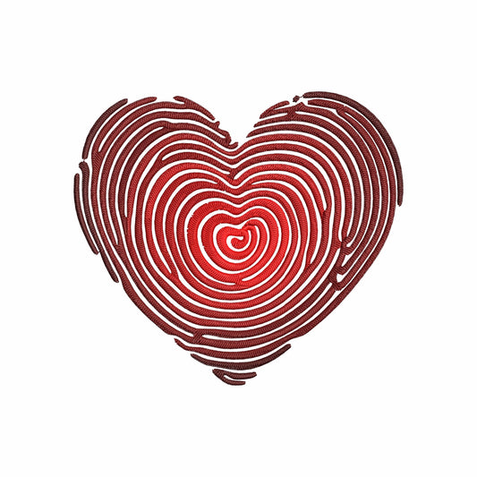 Heart Embroidery Design, Valentine's Day Embroidery File, Fingerprint Heart Machine Embroidery Design – Perfect for Valentine's Day!